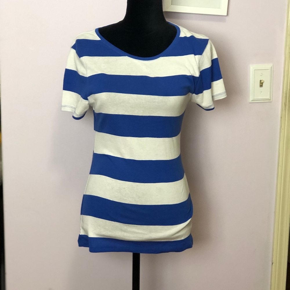 Old Navy Crew Blue Stripes Short Sleeve Shirt